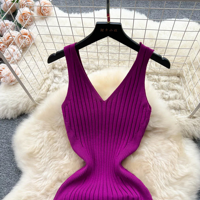 Chic Fashion Sexy Wrap Hips Split Knitted Autumn Dress Women Slim Elastic Bodycon Long Dress Streetwear Outfits Vestido